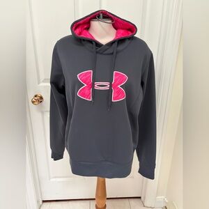 Under Armour Grey  Hoodie with Pink Emblem ladies XL